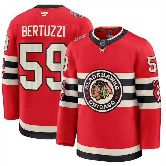 Men%27s Chicago Blackhawks #59 Tyler Bertuzzi Red 2024-25 Winter Classic Stitched Hockey Jersey Dzhi